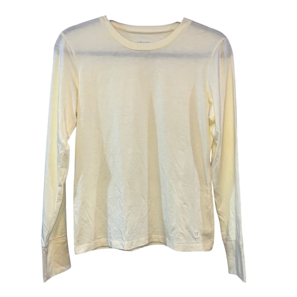 Champion SmartFabric Long Sleeve Shirt Yellow Cream Lightweight Athletic Large